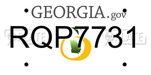 RQP7731 Georgia License Plate
