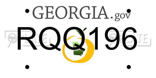 RQQ196 Georgia License Plate