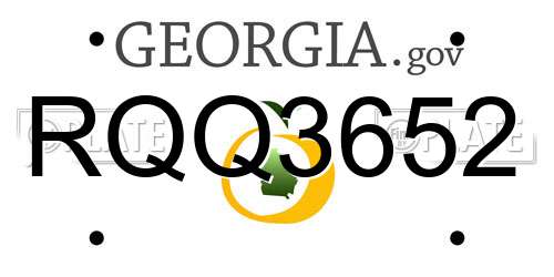RQQ3652 Georgia License Plate