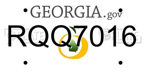 RQQ7016 Georgia License Plate