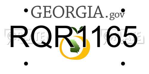 RQR1165 Georgia License Plate