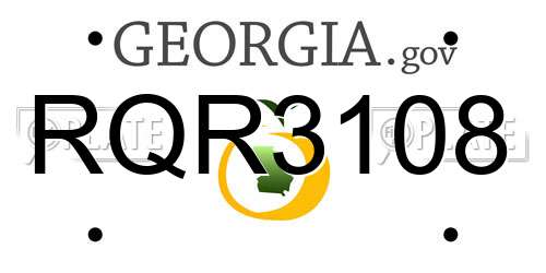 RQR3108 Georgia License Plate