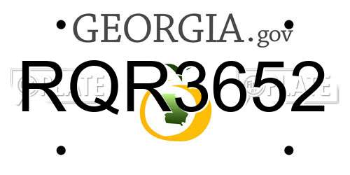 RQR3652 Georgia License Plate