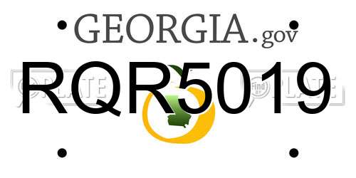 RQR5019 Georgia License Plate