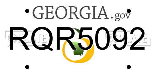 RQR5092 Georgia License Plate