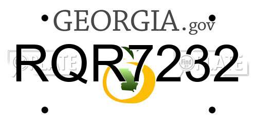 RQR7232 Georgia License Plate