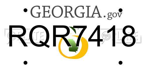 RQR7418 Georgia License Plate