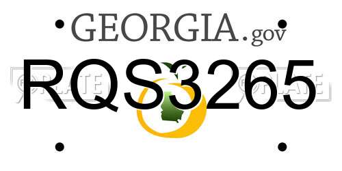 RQS3265 Georgia License Plate
