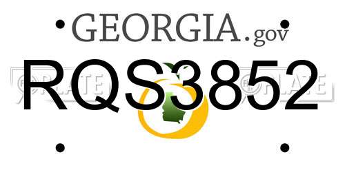 RQS3852 Georgia License Plate