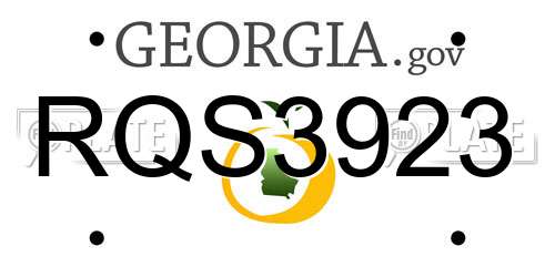 RQS3923 Georgia License Plate