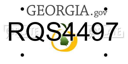 RQS4497 Georgia License Plate