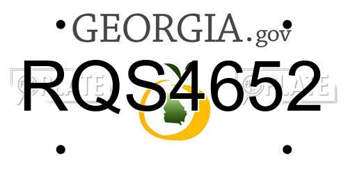 RQS4652 Georgia License Plate