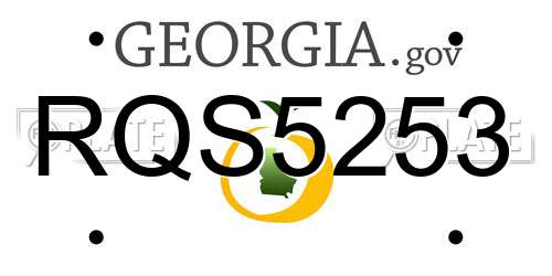 RQS5253 Georgia License Plate