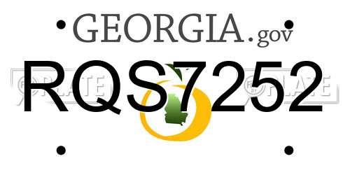 RQS7252 Georgia License Plate