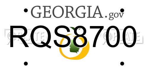 RQS8700 Georgia License Plate
