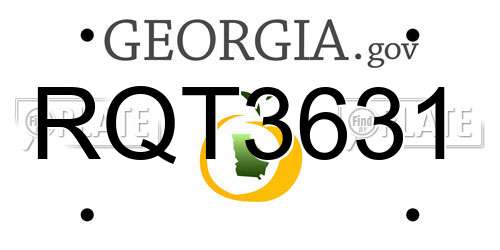 RQT3631 Georgia License Plate