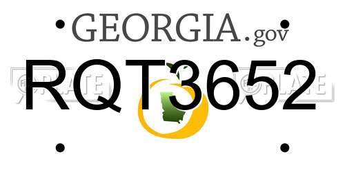RQT3652 Georgia License Plate