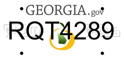 RQT4289 Georgia License Plate