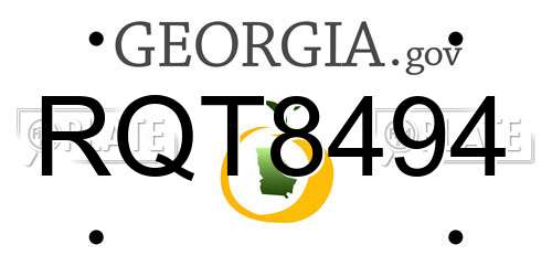 RQT8494 Georgia License Plate