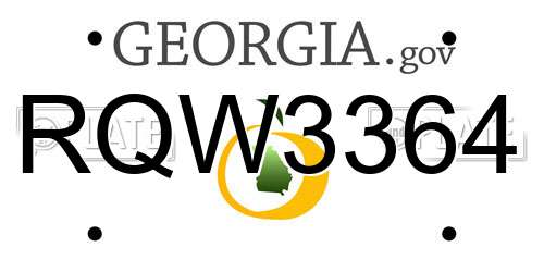 RQW3364 Georgia License Plate