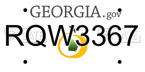 RQW3367 Georgia License Plate
