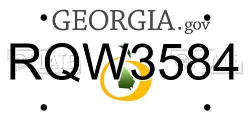 RQW3584 Georgia License Plate