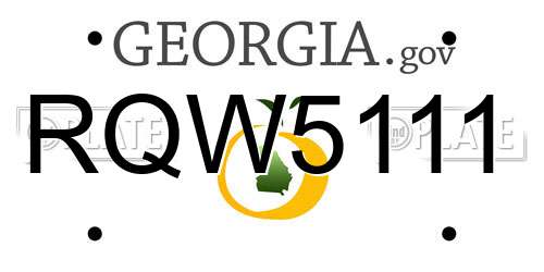 RQW5111 Georgia License Plate