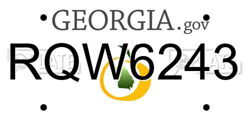 RQW6243 Georgia License Plate