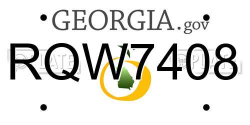 RQW7408 Georgia License Plate