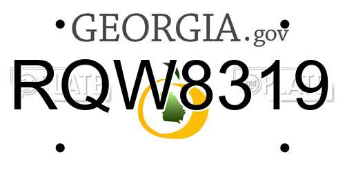 RQW8319 Georgia License Plate