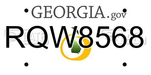 RQW8568 Georgia License Plate