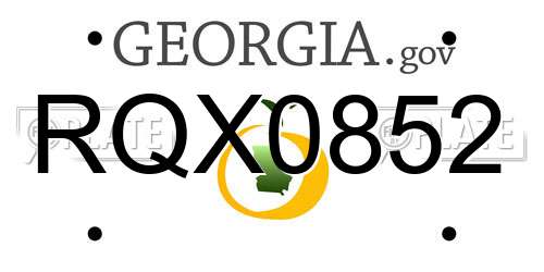 RQX0852 Georgia License Plate