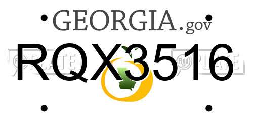RQX3516 Georgia License Plate