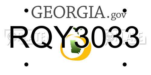 RQY3033 Georgia License Plate