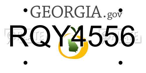 RQY4556 Georgia License Plate