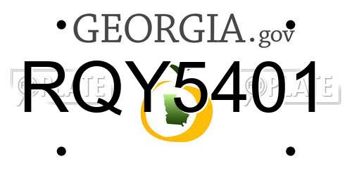 RQY5401 Georgia License Plate
