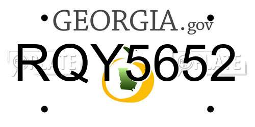 RQY5652 Georgia License Plate