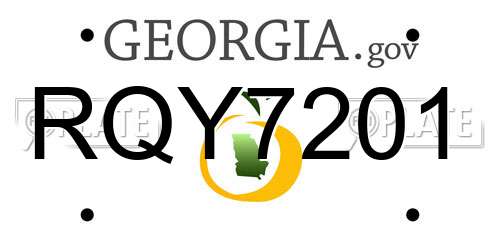 RQY7201 Georgia License Plate