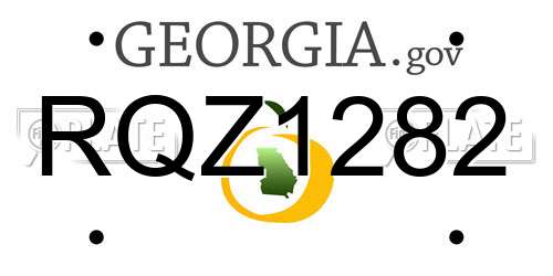 RQZ1282 Georgia License Plate
