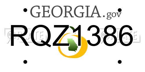 RQZ1386 Georgia License Plate