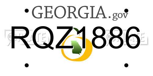 RQZ1886 Georgia License Plate