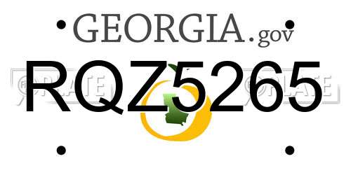 RQZ5265 Georgia License Plate