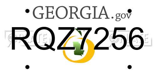 RQZ7256 Georgia License Plate