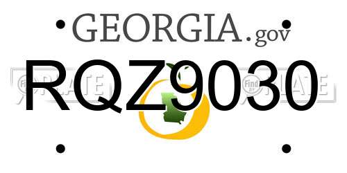 RQZ9030 Georgia License Plate