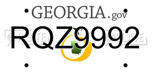 RQZ9992 Georgia License Plate