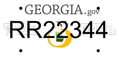 RR22344 Georgia License Plate