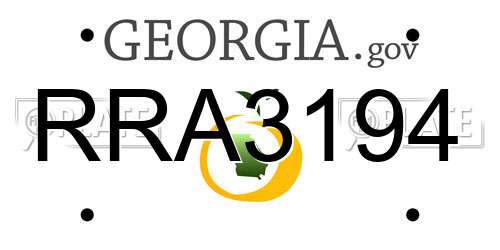 RRA3194 Georgia License Plate