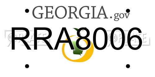 RRA8006 Georgia License Plate