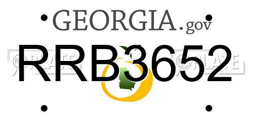 RRB3652 Georgia License Plate
