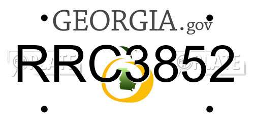 RRC3852 Georgia License Plate